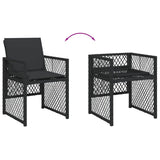 15 Piece Garden Dining Set with Cushions Black Poly Rattan - 45-Degree Angle