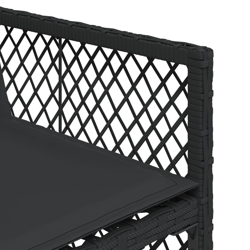 15 Piece Garden Dining Set with Cushions Black Poly Rattan