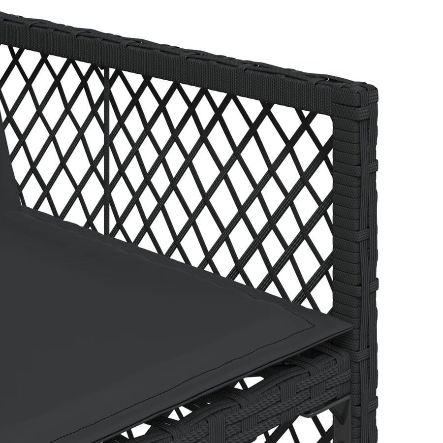 15 Piece Garden Dining Set with Cushions Black Poly Rattan