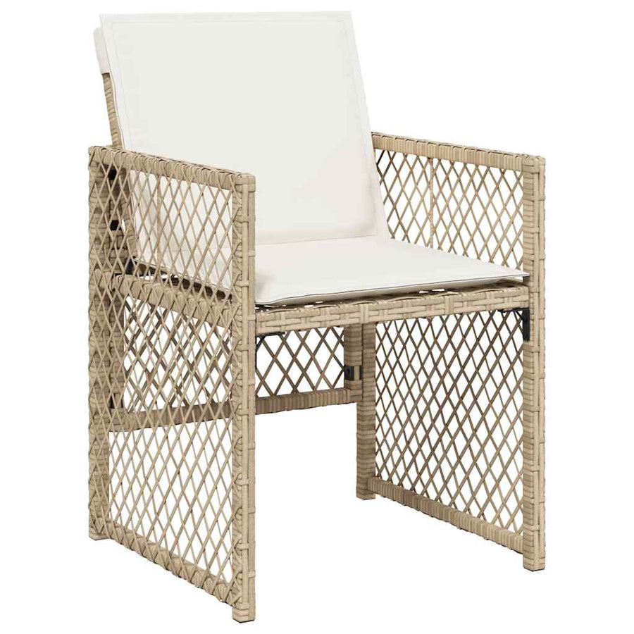 15 Piece Garden Dining Set with Cushions Beige Poly Rattan