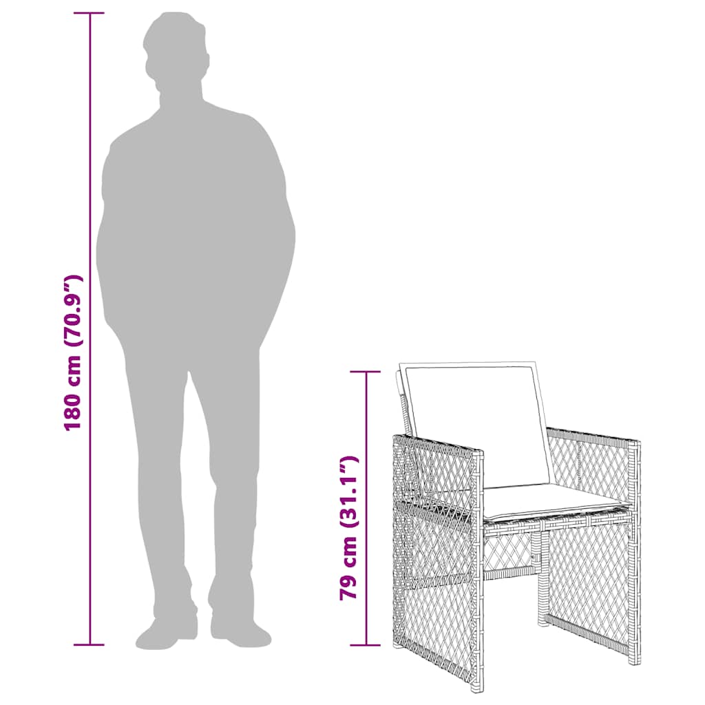 15 Piece Garden Dining Set with Cushions Beige Poly Rattan