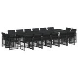 17 Piece Garden Dining Set with Cushions Black Poly Rattan