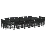 17 Piece Garden Dining Set with Cushions Black Poly Rattan