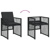 17 Piece Garden Dining Set with Cushions Black Poly Rattan