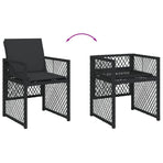 17 Piece Garden Dining Set with Cushions Black Poly Rattan