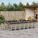 17 Piece Garden Dining Set with Cushions Light Grey Poly Rattan