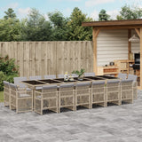17 Piece Garden Dining Set with Cushions Mix Beige Poly Rattan
