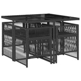 5 Piece Garden Dining Set with Cushions Black Poly Rattan