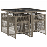 5 Piece Garden Dining Set with Cushions Grey Poly Rattan