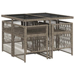 5 Piece Garden Dining Set with Cushions Grey Poly Rattan