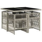 5 Piece Garden Dining Set with Cushions Light Grey Poly Rattan