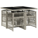 5 Piece Garden Dining Set with Cushions Light Grey Poly Rattan