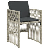 5 Piece Garden Dining Set with Cushions Light Grey Poly Rattan