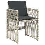 5 Piece Garden Dining Set with Cushions Light Grey Poly Rattan