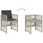 5 Piece Garden Dining Set with Cushions Light Grey Poly Rattan