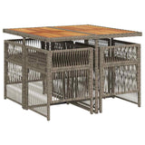 5 Piece Garden Dining Set with Cushions Grey Poly Rattan
