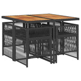 5 Piece Garden Dining Set with Cushions Black Poly Rattan
