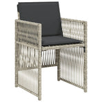 7 Piece Garden Dining Set with Cushions Light Grey Poly Rattan
