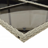 7 Piece Garden Dining Set with Cushions Light Grey Poly Rattan - Close-Up Angle