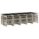 11 Piece Garden Dining Set with Cushions Light Grey Poly Rattan - Side View