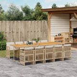 11 Piece Garden Dining Set with Cushions Beige Poly Rattan