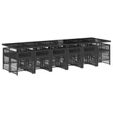 13 Piece Garden Dining Set with Cushions Black Poly Rattan - Side View