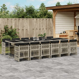 13 Piece Garden Dining Set with Cushions Light Grey Poly Rattan