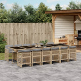 13 Piece Garden Dining Set with Cushions Mix Beige Poly Rattan