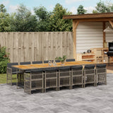 13 Piece Garden Dining Set with Cushions Grey Poly Rattan