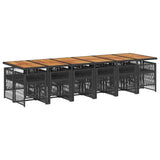 13 Piece Garden Dining Set with Cushions Black Poly Rattan