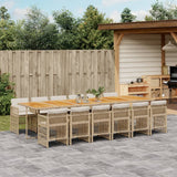 13 Piece Garden Dining Set with Cushions Beige Poly Rattan