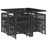 9 Piece Garden Dining Set with Cushions Black Poly Rattan