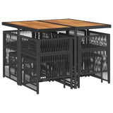 9 Piece Garden Dining Set with Cushions Black Poly Rattan - Side View