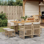 9 Piece Garden Dining Set with Cushions Beige Poly Rattan
