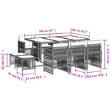 11 Piece Garden Dining Set with Cushions Grey Poly Rattan - Rear View