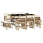 11 Piece Garden Dining Set with Cushions Beige Poly Rattan