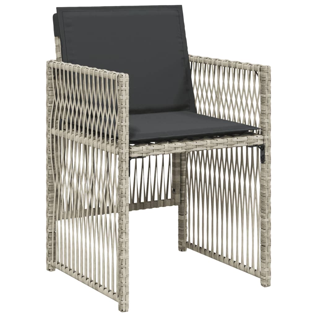 11 Piece Garden Dining Set with Cushions Light Grey Poly Rattan