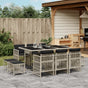 11 Piece Garden Dining Set with Cushions Light Grey Poly Rattan