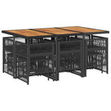 11 Piece Garden Dining Set with Cushions Black Poly Rattan - Side View