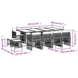 13 Piece Garden Dining Set with Cushions Black Poly Rattan