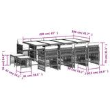 13 Piece Garden Dining Set with Cushions Black Poly Rattan - Rear View