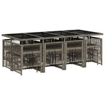 13 Piece Garden Dining Set with Cushions Grey Poly Rattan