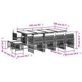 13 Piece Garden Dining Set with Cushions Grey Poly Rattan - Rear View