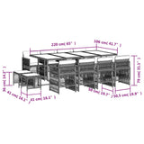 13 Piece Garden Dining Set with Cushions Mix Beige Poly Rattan - Rear View