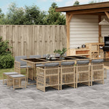 13 Piece Garden Dining Set with Cushions Mix Beige Poly Rattan