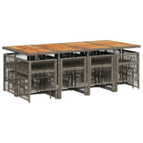 13 Piece Garden Dining Set with Cushions Grey Poly Rattan - Side View