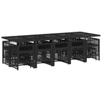 15 Piece Garden Dining Set with Cushions Black Poly Rattan