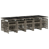 15 Piece Garden Dining Set with Cushions Grey Poly Rattan