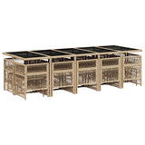 15 Piece Garden Dining Set with Cushions Beige Poly Rattan
