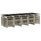 15 Piece Garden Dining Set with Cushions Light Grey Poly Rattan - Side View